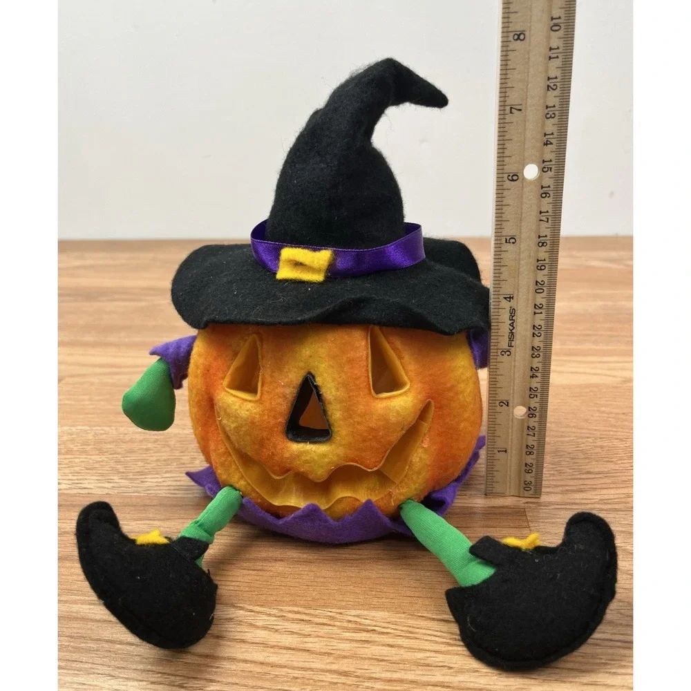 Vintage Fiber Optics Light Up Jack O Lantern Pumpkin Witch Halloween